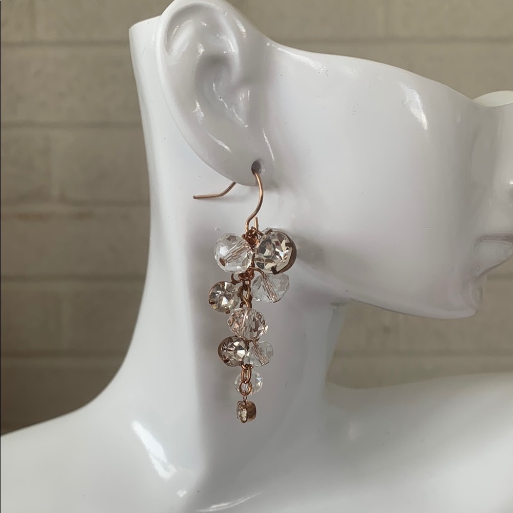 Crystal gold tone Drop dangle Earrings french hook costume jewelry